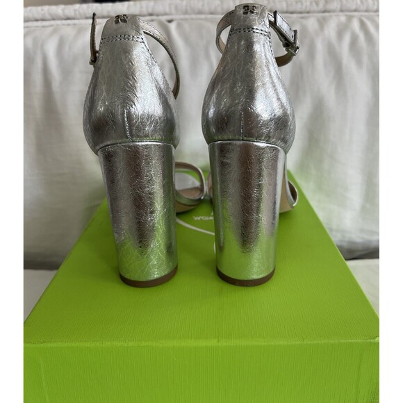 New Sam Edelman Silver Metallic Yaro Heels Size 8.5 - Picture 6 of 7